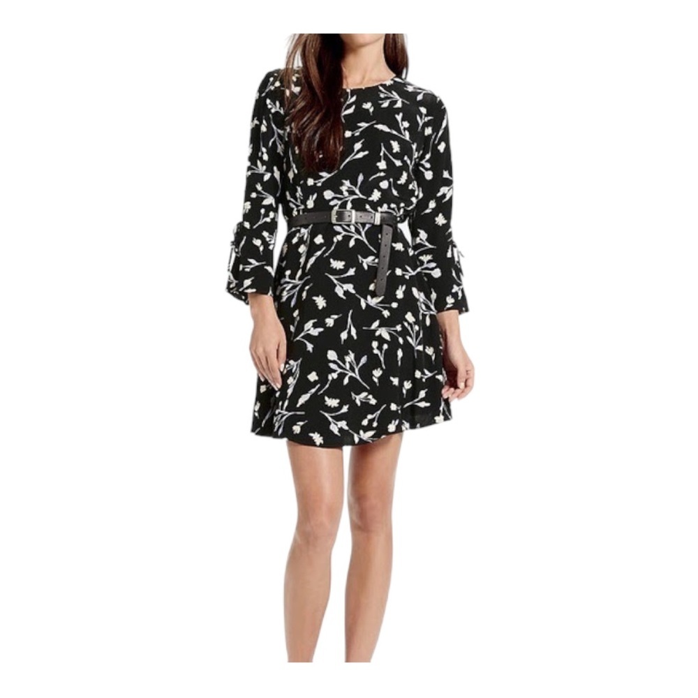 Lucky brand womens mini dress long sleeves floral tie back size 6